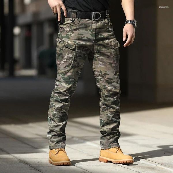 Calça masculina estilo exército camuflage impressão magra fit Men Fall lazer