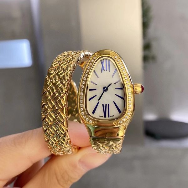 Womenwatch Serpentn orologio con Dimond Watch Reloj Bracciale Snake Watch Classic Gold Spring Memoria Materiale di gioiello zircone Diamond Process