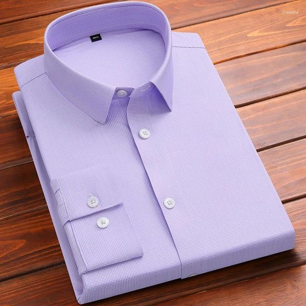 Camicie casual maschile classiche fit wrikle gratis a maniche lunghe per uomini sottili camicia semplice a tasca morbida tasca da tasca a tasca per le più