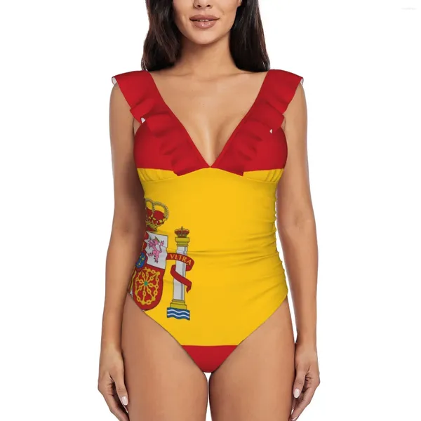 Bandeira feminina de roupas de banho da Espanha One Piece Swimsuit de alta qualidade Push up Monokini Summer Bathing Suit Spanish