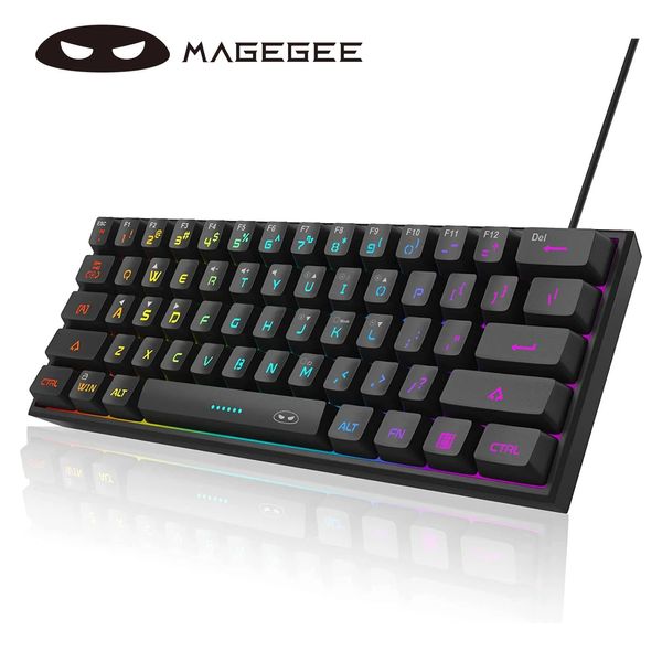 Magegee TS91 Mini 60% GamingOffice Keyboardwater Proof Keycap -Kabel -RGB -Backbeleuchtung Kompakttastatur für Windowsmac 240419