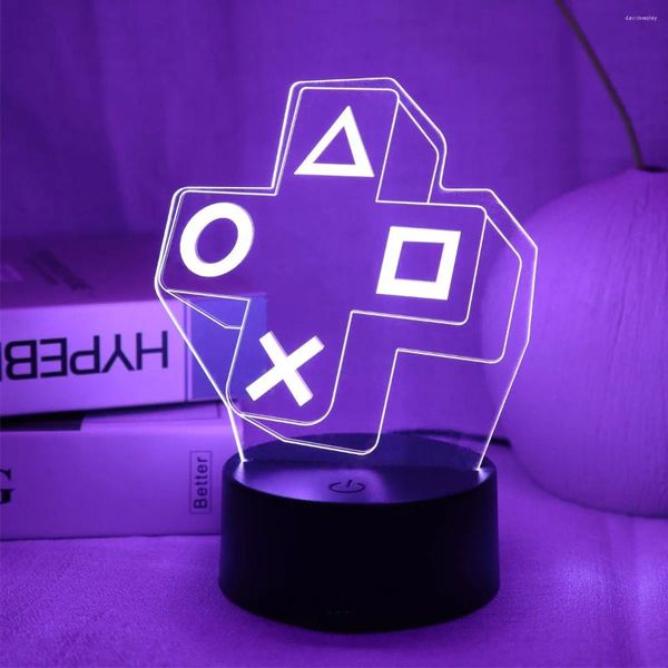 Nachtlichter 1PC Gaming Experience Cross Button 3D Light Touch Bunte LED -Schlafzimmer Dekoration Atmosphäre