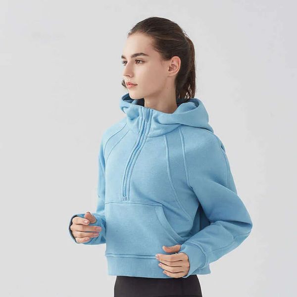 2024 Lululemeni Sportmantel Frauen halb Reißverschluss Hoodie Pullover losen vielseitiger, lässiger Baseballanzug Fiess Yoga Gym Kleidung Jacke Top Running Running