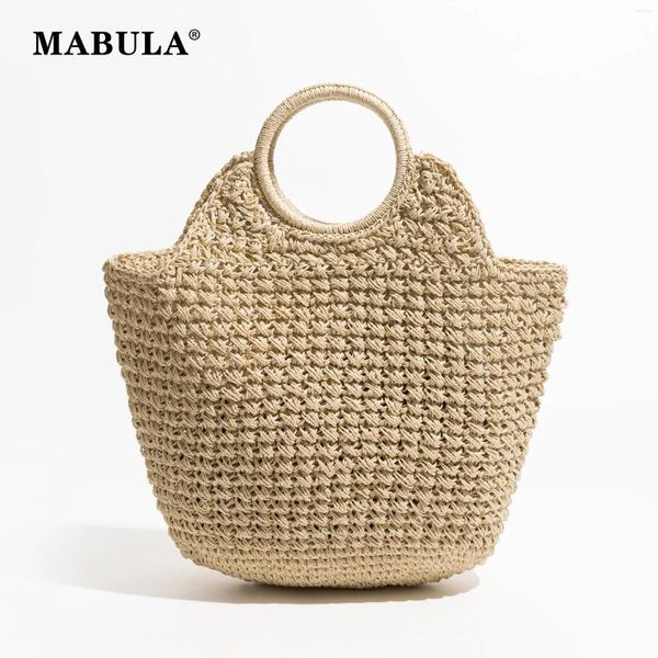 Bolsas de noite Mabula Casual de grande capacidade para mulheres TOTE SUMPLEM ECO GROUCA TECIELTA PRAIA Bolsa de palha feminina Design simples bolsas cáqui