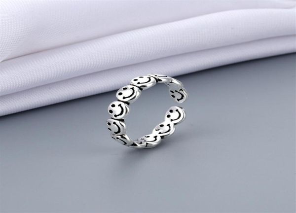 Ring 2021 Trend Ancient Silver Color Happy Smiling Face Open for Women Punk Hip Hop Verstellbarer Modeschmuck Geschenk27376926625