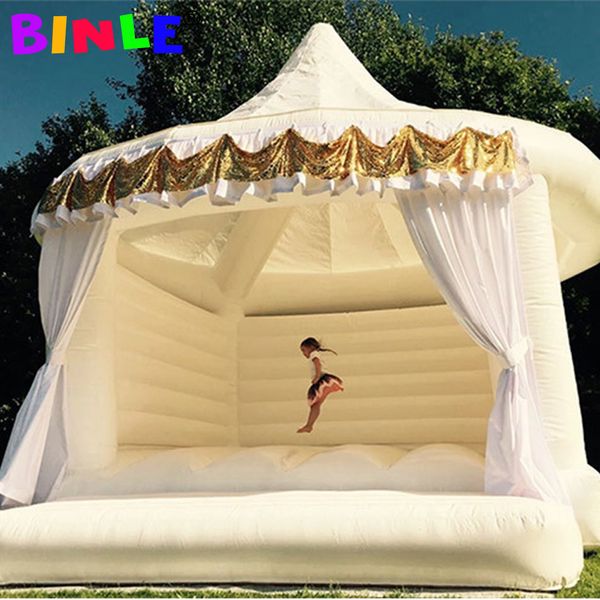 Royal White Wedding Bounce House Castello rimbalzante gonfiabile con tenda Moonwalks salta il letto d'aria per bambini e adulti