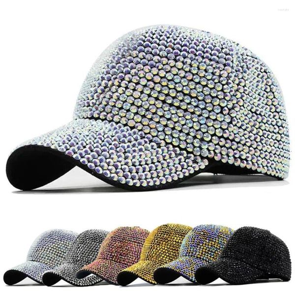 Шарики регулируемые полные стразы бейсбола роскошный дизайн хлопка солнцезащитные шляпы блестящие солнцезащитные кепки для женщин