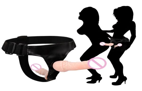 Strapon Lesbian Strapon di silicone Doppia stimolazione della doppia stimolazione su dildo con pantaloni Penis realistica Penis sesso anale per donna Coppia di donne Sexo C181859651