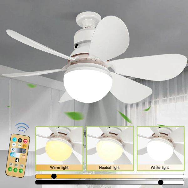 Luce ventilatore a LED da 30 W con telecomando E27 Vita a vite 2 colori Dimmtura ventola staccabile soggiorno foglia per camera da letto leggera ventilatore