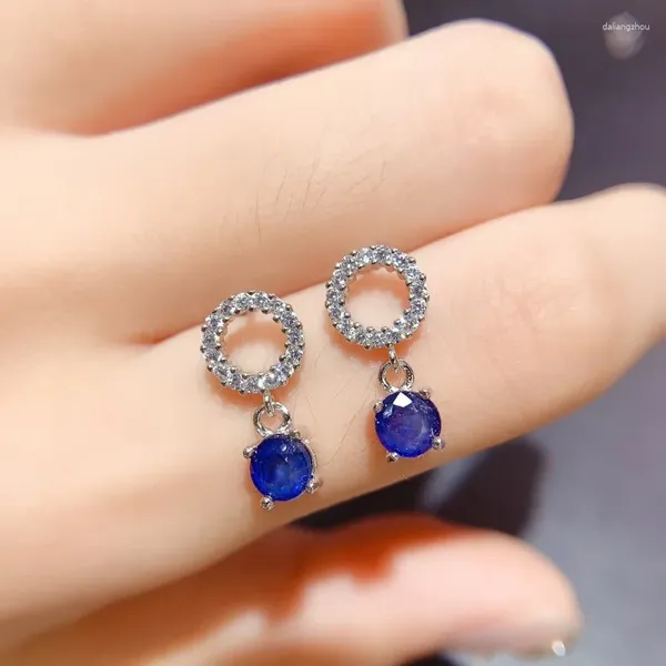 Серьги для гвоздиков Yulem Natural Royal Blue Sapphire для женщин дизайн моды Простые серебро 925 Ювелирные изделия 5x5 мм ежедневная одежда