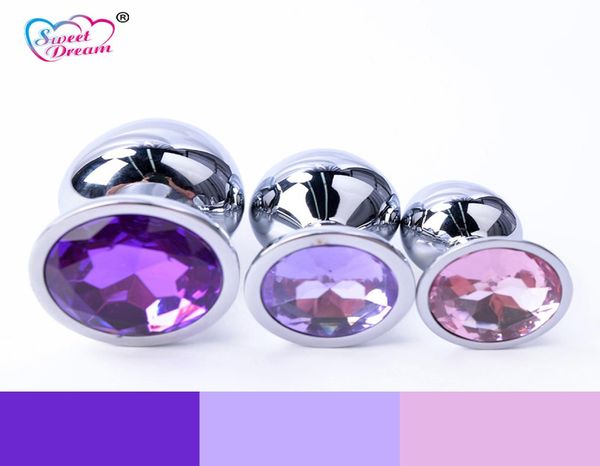 Sweet Dream 3PCSset Metal Anal plugue de aço inoxidável Anal Breads de cristal Jóias de cristal Toys de sexo adulto Butt Plug Sex Products BLM202 Y1819172568