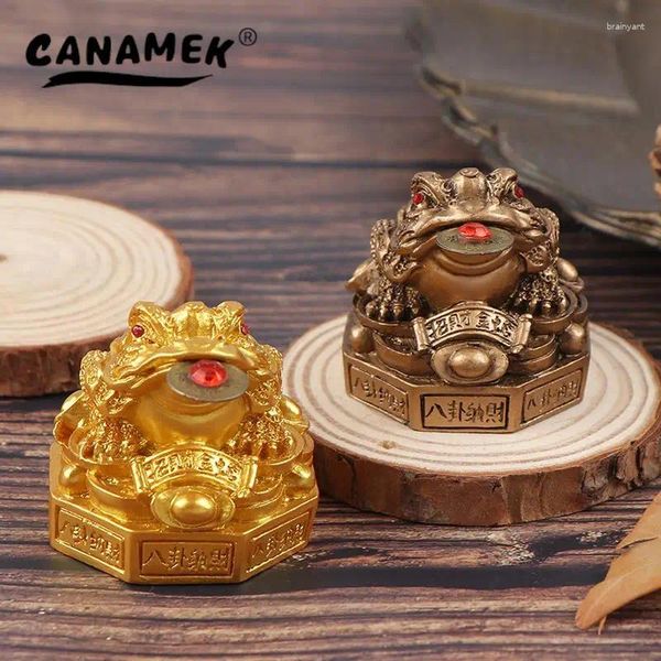 Dekorative Figuren Feng Shui Toad Geld Glück Glücksweite Chinesische Goldene Froschmünze Home Office Dekoration Tabletop Ornamente Geschenke