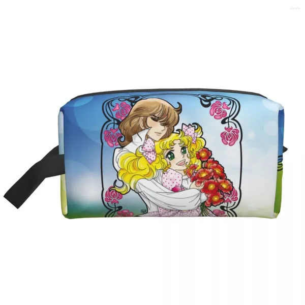 Bolsas de armazenamento Candy de moda e Terence Travel Bolsa de higiene pessoal Mulheres Anime Manga Maquiagem Cosmética Beleza Dopp Kit