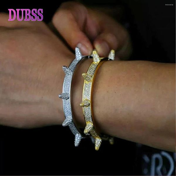 Bangle Dubss Spiked For Men Iced Out Bracelet Gold Color Hip Hop Rock Punk Fashion Jewelry 2024 Trend