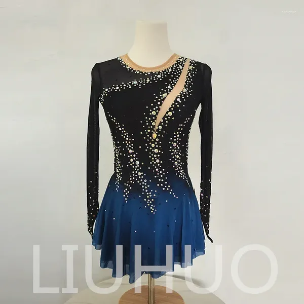 Стадия Wear Liuhuo фигурное платье для катания на коньках девочки Женщины подростки эластичные спандексы конкурс градиент оптом