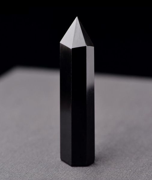 Natural Crystal Tower Arts Mineral Chakra Heilungsstab Obsidian Point Reiki Energy Stone Sechssided Black Quarze Zauberstab Rough 4767485