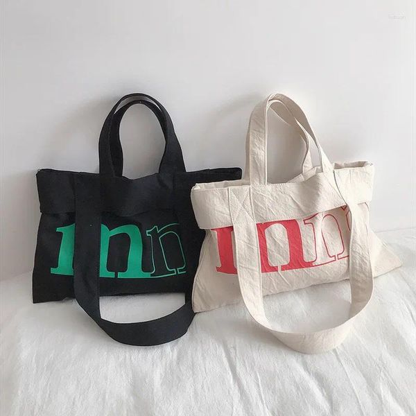 Bolsas de ombro letra impressão de lona saco feminino handbag handbag korean sling feminino shopping shopping estudante escola