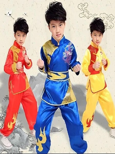 Abbigliamento da palcoscenico Costa tradizionale cinese costumi wushu uniforme per bambini ragazzi adulti ragazzi tangame taekwondo performance