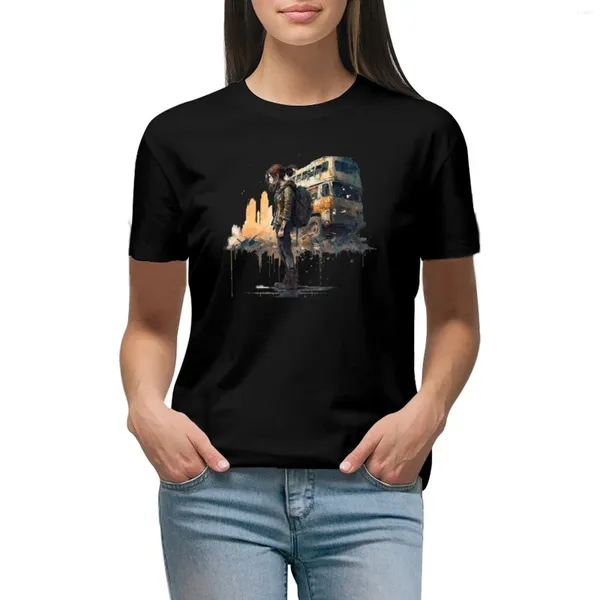 Polos femininos pós-apocalíptico mundo-inspirado no último de camisetas de camisetas de verão, camisetas gráficas de roupas de verão para mulheres pack