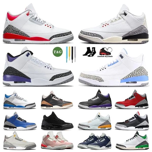 2024 3s UNC Basquete 3 Sapatos Top masculino Sapato feminino Jumpman Lucky Green Cool Wizards Slim Shady Cardinal Fire Red Court Purple Black Cat Grey Pine Sneakers