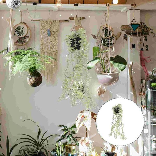 Fiori decorativi pianta in vaso artificiale Pende a ciondolo rattanico realistico piante finte montate a parete