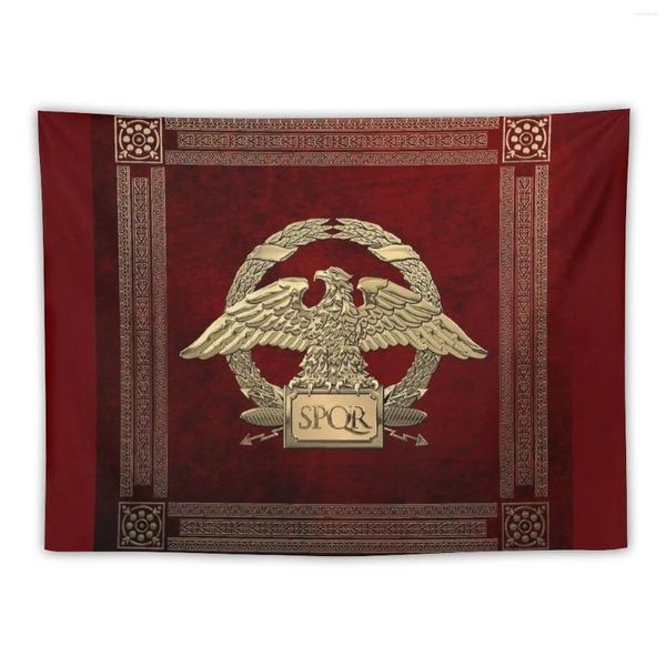 Arazzi Impero romano - Gold Imperial Eagle Over Red Velvet Tapestry Decorativo Decorazione della casa