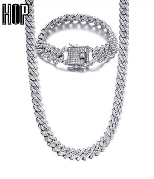 Hip Hop Cuba Men039S e Women039S aaa 135mm 2 linhas de seixos de gelo de zircão Jóias de broca de água q061754254112030702