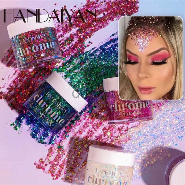 Body Glitter Handaiyan 6 Farben verbessert Glitzer Paste Chamäleon Flash Creme Eye Haare Gesicht Glitzer Gel Art Festival Party Glitzer Deco D240503