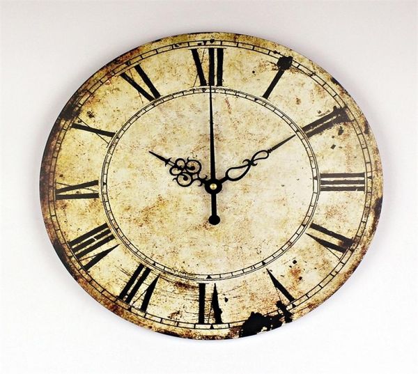 Decoração da casa vintage grande relógio de parede Estilo romano Sala de estar com mudo relógio de parede moderna lj2012118698570