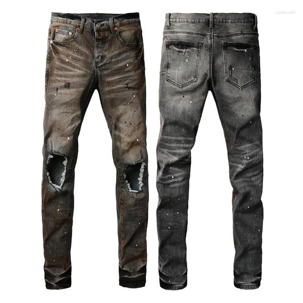 Jeans maschile 2024 marchio di arrivo slim fit skinny retry retry black hip hop denim ha distrutto buco