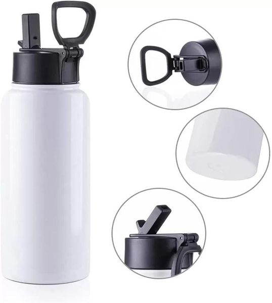 Sublimasyon Boş Tumbler 32 oz 18oz 22oz beyaz vakum şişesi paslanmaz çelik spor saman ve portable ile geniş ağızlı su şişesi3565568