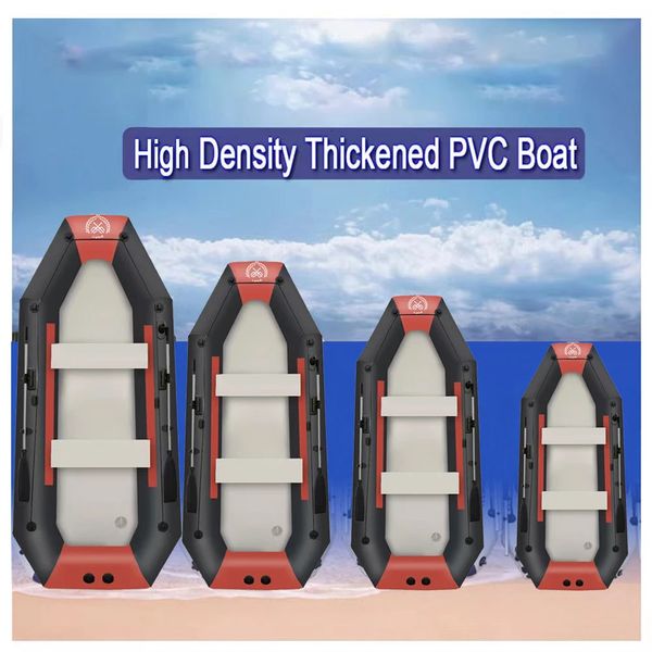 Ihomeinf 0,7 mm espessado em PVC Inflável Rea Canoe Boat Canoe 3 camadas resistentes a desgaste barcos de pesca infláveis para 1-6 pessoas Dinghy 240425