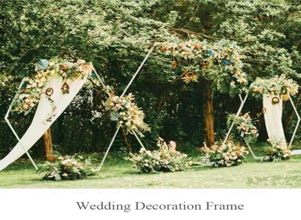 Yeni düğün sahne altıgonal kemer düğün ıhırka eşkenar sırtlı demir ferforje raf sahne dekorasyon arka plan dekoratif çiçekler çerçeve2808679