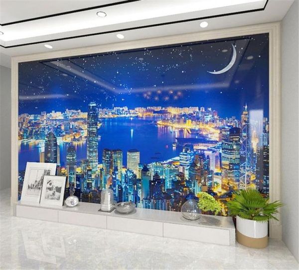 Night City Building Wallpaper Mural Room de sala de estar sofá de fundo de parede2295443