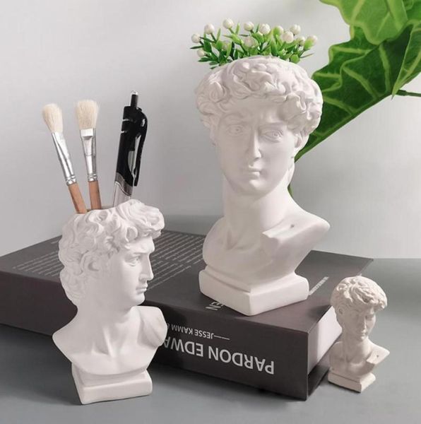 Vasen Harz Stifthalter Nordischer Stil Vase David Skulpturedesk Organizer Make -up Pinsel Blumenkunst Kunsthandwerk dekor9406112