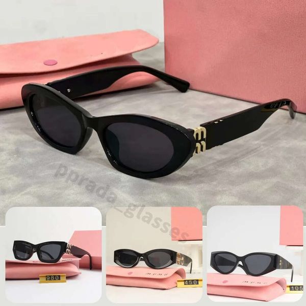 Moda Mui Mui Sunglasses Designer Oval quadro Oval Mulheres Luxo Óculos de sol clássicos Proteção para os olhos da praia