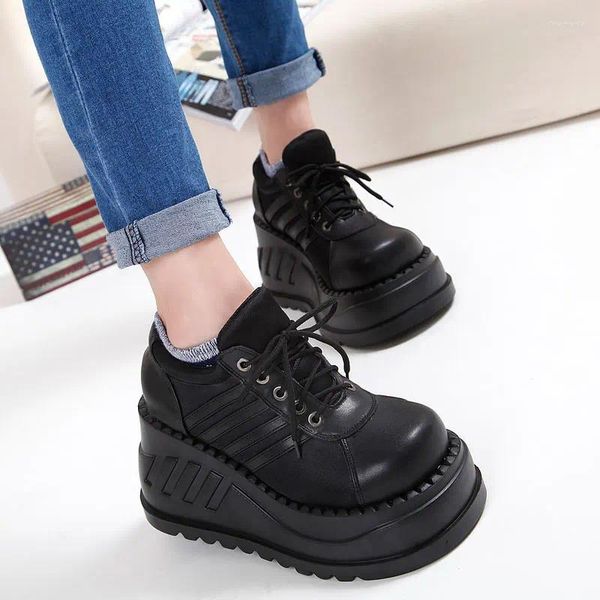 Сапоги черная лодыжка для женщин панк -обувь классика готическая платформа осень клинья высокие каблуки рок боттин