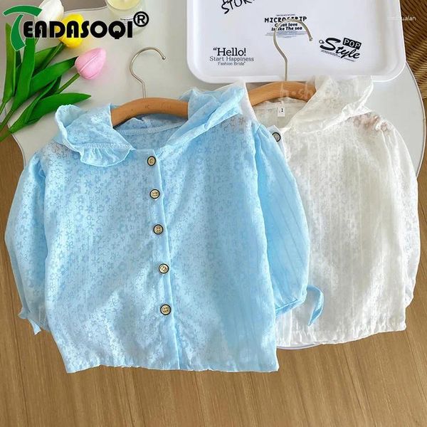 Giackette abiti climatizzati con aria sottile cappotto di protezione solare per bambine - Bambini con cappuccio floreale per la primavera e estate traspirante per bambini