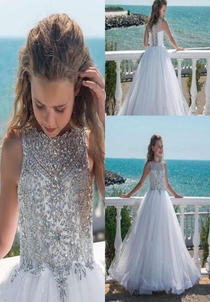 Bling in rilievo con invalido di strass per gioiello senza maniche Girls Girls Gowns bottoni di abbigliamento da fiori di fiore lungo per matrimoni1385671