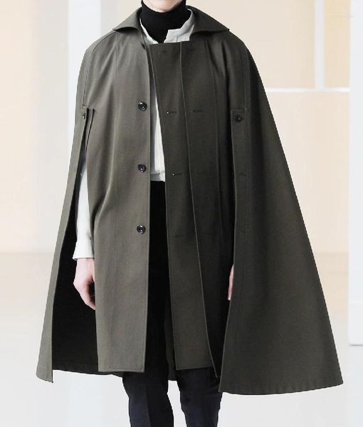 Herrenanzüge 2024 Jugend Herbst Winter Mode Männer Mantel Lose Persönlichkeit Cloak Cape Midlength Woll dicke Wollmantel