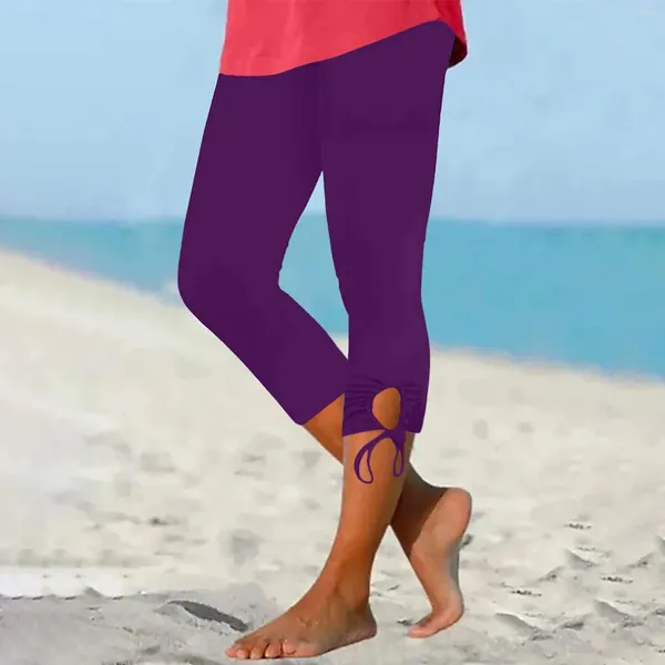 Leggings femininas Capri para mulheres comprimento de joelho 2024 Calças de verão de verão