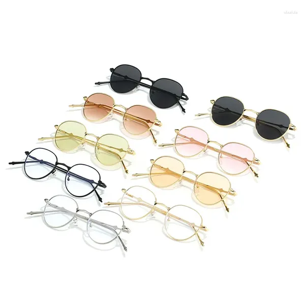 Óculos de sol Round Star Metal For Men Mulheres Moda Pequena Estrutura Polígono Viculturas Vintage Proteção UV Vintage
