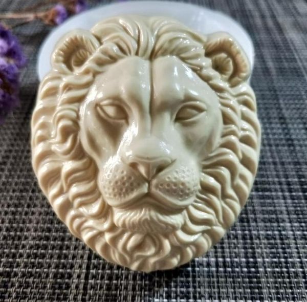 DW0137 Przy Animals Lion Head Silicone Silicone Polly Polm Polm Plomd Создание плесени Свеча Силиконовая плесени смола глиня