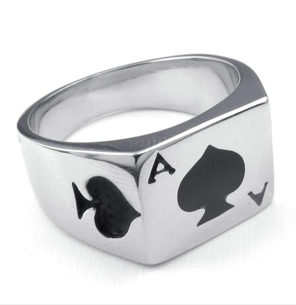 Verkauf von Schmuck Männern Edelstahl Ring Poker Spade Ace Personalisierte Mode 316L Edelstahl Ring9636761