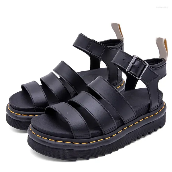 Scarpe casual sandali estivi transfrontalieri in pelle da donna in pelle straniera di grandi dimensioni a due vie slip-on traspirante