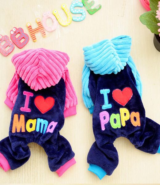 2017 Fashion I Love Papa e Mama Winter Pet Dog Abbigliamento per cagnolini per animali domestici piccoli cappotti per cani per chihuahua8080397