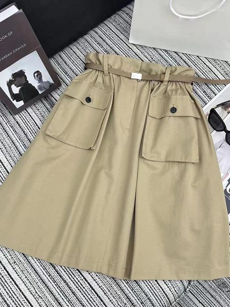 SAINS Designer Retro Tooling Elastic Skirt High-Gaked 2024 Summer Fashion Fashion Luxury All-in-One com um cinto