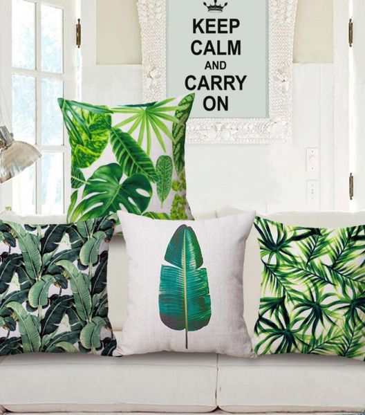 Tampa de almofada de folhas tropicais folhas verdes cojines country almofada fortala tropical de travesseiro de arco para cadeira de sofá planta almofad7598029