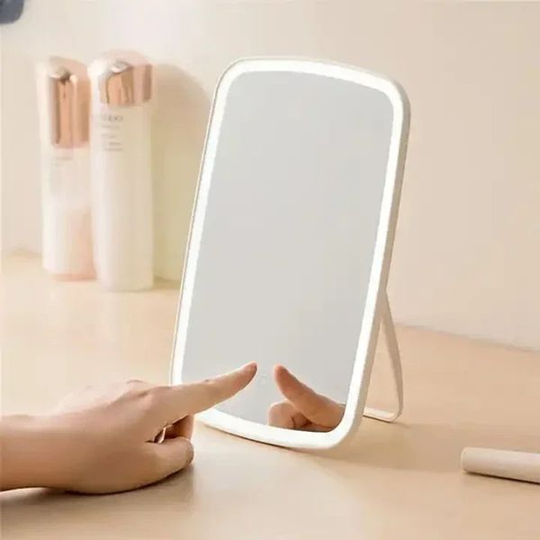 Specchio per trucco portatile con touch screen leggero a LED 3 colori Vanity Folding Mirror Light Home Beauty Tools