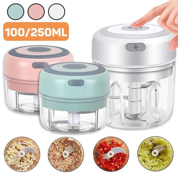 Carica USB da 100250 ml Mini Electric Electric Chopper Macinatrice Ginger Masher Macchina robusta per peperoncino durevole Crush vegetale per peperoncino KitC9712929